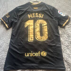 FC Barcelona Lionel Messi #10 Black Gold Jersey Nike Men’s
